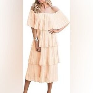 Just Me Off-Shoulder Cream Maxi Dress